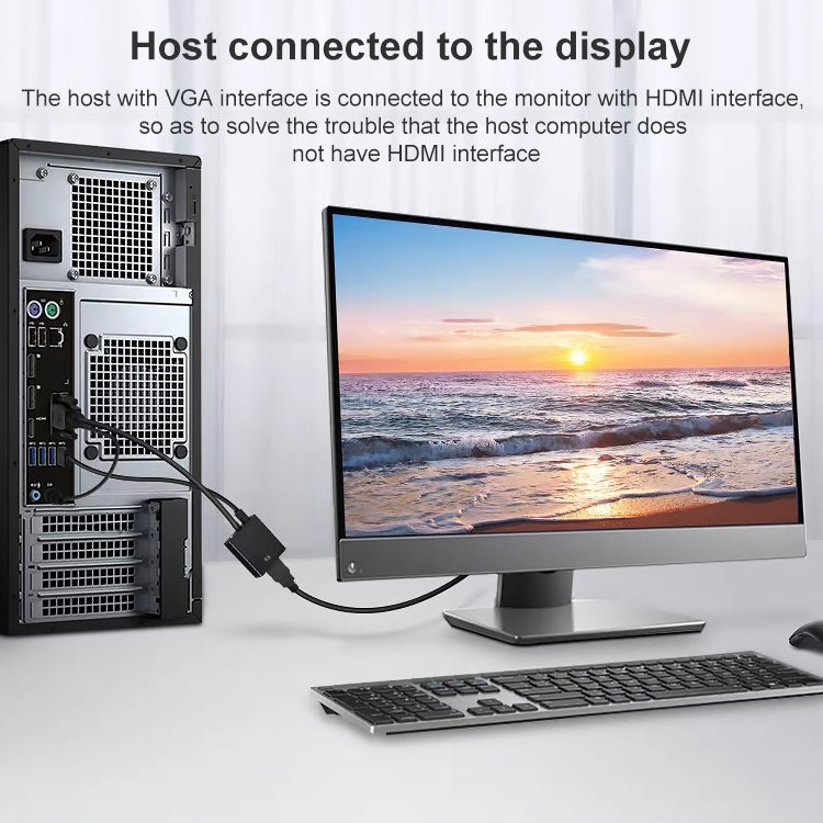 محول HDCO-VGAM2 من VGA ذكر بدقة 1080P إلى HDMI أنثى مع كابل صوت 3.5 مم، HDCO-VGAM2