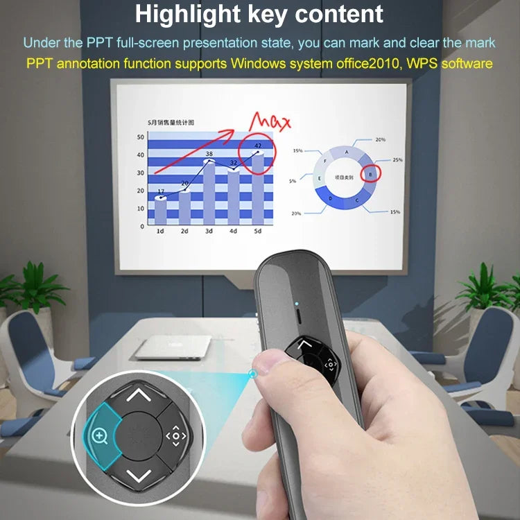 ASiNG A8 قلم تحويل صفحات باوربوينت لاسلكي بسعة 32 جيجابايت مع ليزر أخضر، A8 32GB