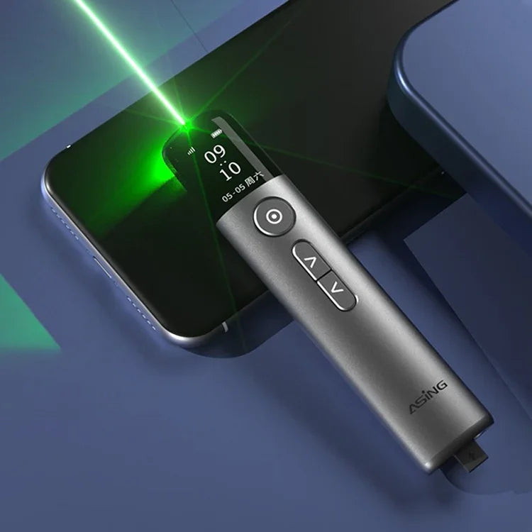 قلم تحويل صفحات باوربوينت متعدد الوظائف بليزر أخضر بسعة 32 جيجابايت، A9 Pro 32GB ضوء أخضر (رمادي)