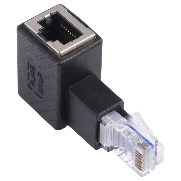 محول تمديد RJ45 من ذكر إلى أنثى بزاوية 90 درجة لكابل شبكة إيثرنت LAN Cat5 Cat6، زاوية 90 درجة يمين