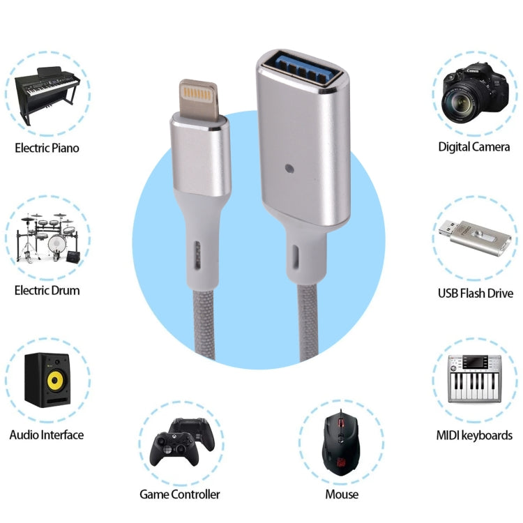 محول كاميرا OTG من 8 دبابيس ذكر إلى USB أنثى، متوافق مع IOS 13 أو أحدث