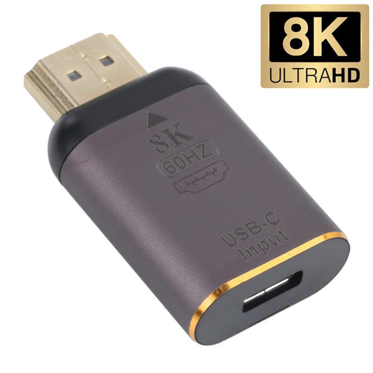 محول USB-C / Type-C أنثى إلى HDMI ذكر بدقة 8K 60Hz، Type-C أنثى إلى HDMI ذكر