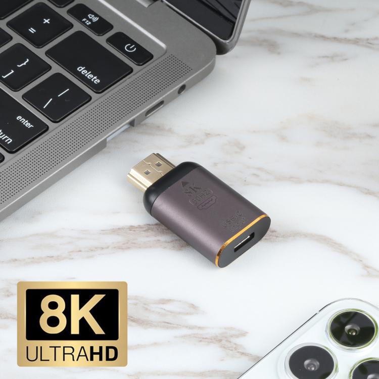 محول USB-C / Type-C أنثى إلى HDMI ذكر بدقة 8K 60Hz، Type-C أنثى إلى HDMI ذكر