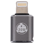 محول شحن 20 واط 8 دبابيس ذكر إلى USB-C / Type-C أنثى مستقيم، مستقيم