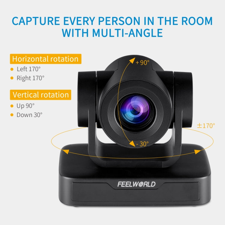 كاميرا مؤتمرات فيديو FEELWORLD USB10X بتكبير بصري 10X ودقة 1080p USB PTZ، قابس الاتحاد الأوروبي والولايات المتحدة، USB10X