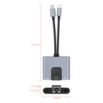 محول 3 في 1 NK-1056Pro من 8 دبابيس + USB-C / Type-C ذكر إلى 8 دبابيس شحن + إيثرنت + سماعة أذن 3.5 مم أنثى، NK-1056Pro