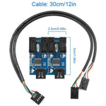 محول Rocketek HC427 USB2.0 HUB 9 دبابيس، لوحة دائرة مقسم واحد إلى أربعة