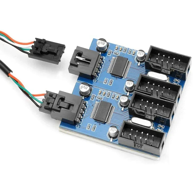 محول Rocketek HC427 USB2.0 HUB 9 دبابيس، لوحة دائرة مقسم واحد إلى أربعة