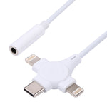 كابل محول صوت رقمي مزدوج 8 بن + USB-C/Type-C ذكر إلى 3.5 مم أنثى
