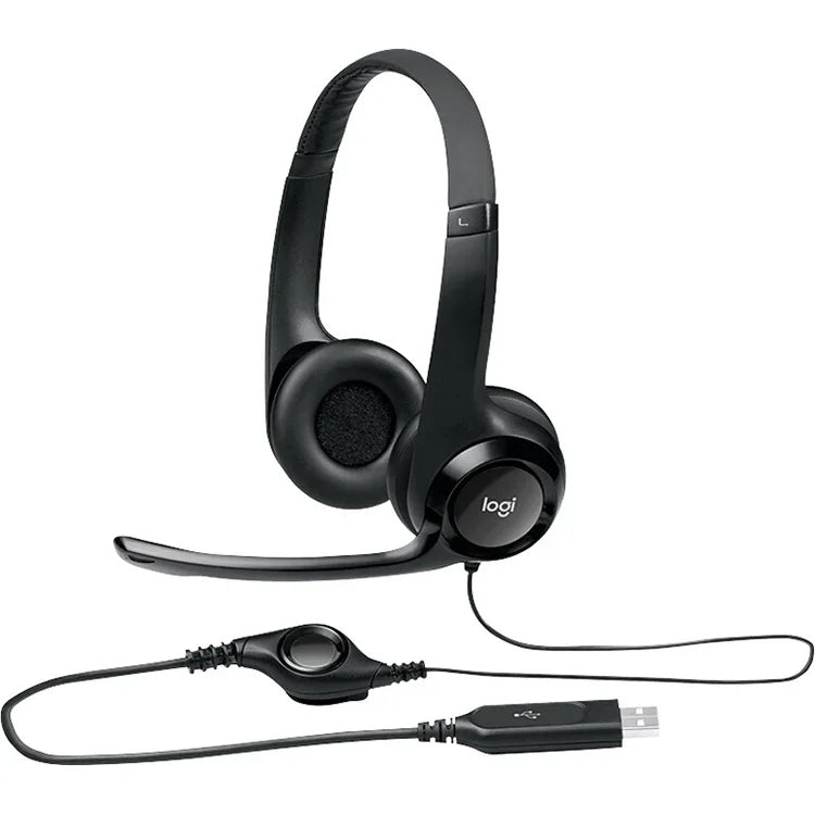 سماعة رأس سلكية Logitech H390 USB ستيريو مع ميكروفون لإلغاء الضوضاء