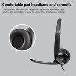 سماعة رأس سلكية Logitech H390 USB ستيريو مع ميكروفون لإلغاء الضوضاء