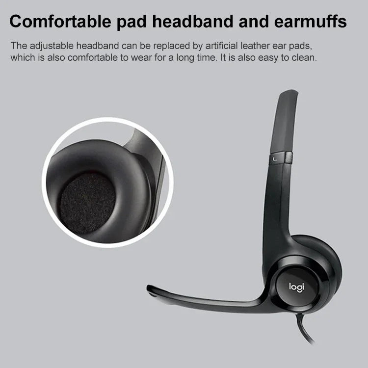 سماعة رأس سلكية Logitech H390 USB ستيريو مع ميكروفون لإلغاء الضوضاء