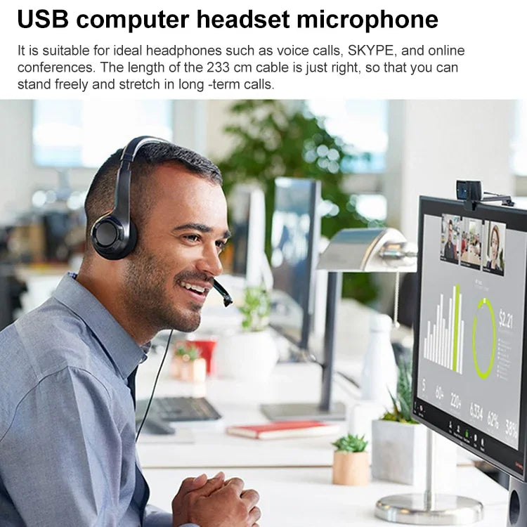 سماعة رأس سلكية Logitech H390 USB ستيريو مع ميكروفون لإلغاء الضوضاء