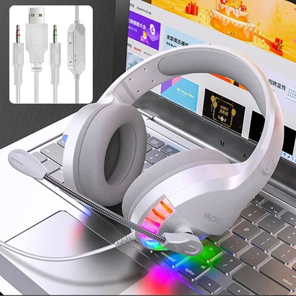 سماعة رأس ألعاب سلكية YINDIAO Q2 مع ميكروفون، النسخة: مزدوج 3.5mm + USB، Q2 مزدوج 3.5mm + USB (أبيض)