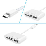 قارئ كاميرا 3 في 1 USB-C / Type-C ذكر إلى SD + TF + USB أنثى، NK103TC