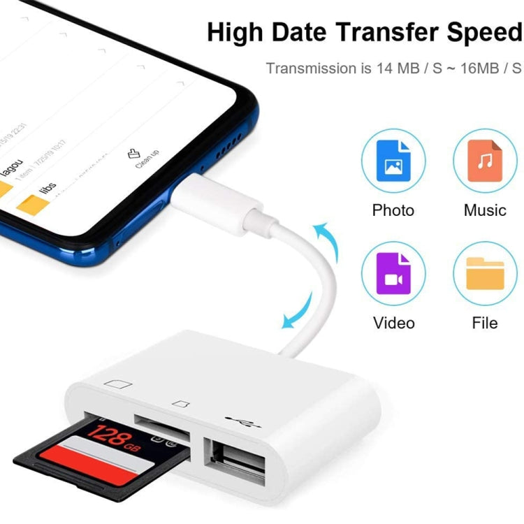 قارئ كاميرا 3 في 1 USB-C / Type-C ذكر إلى SD + TF + USB أنثى، NK103TC