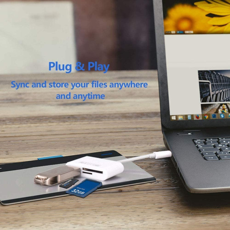 قارئ كاميرا 3 في 1 USB-C / Type-C ذكر إلى SD + TF + USB أنثى، NK103TC