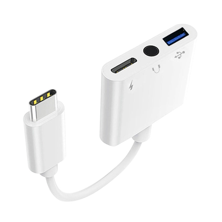 محول OTG 3 في 1 USB-C / Type-C ذكر إلى Type-C + USB + 3.5 مم أنثى