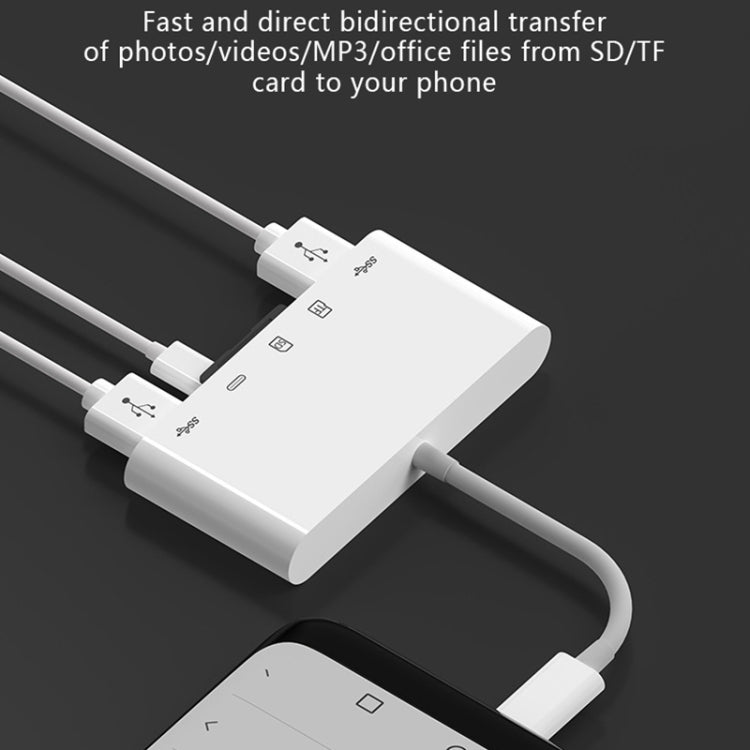 محول 5 في 1 USB-C ذكر إلى SD / TF / 2xUSB / Type-C أنثى، NK1032TC