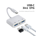 محول كاميرا S-202 3 في 1 USB-C / Type-C ذكر إلى Type-C + 2 × USB أنثى، S-202