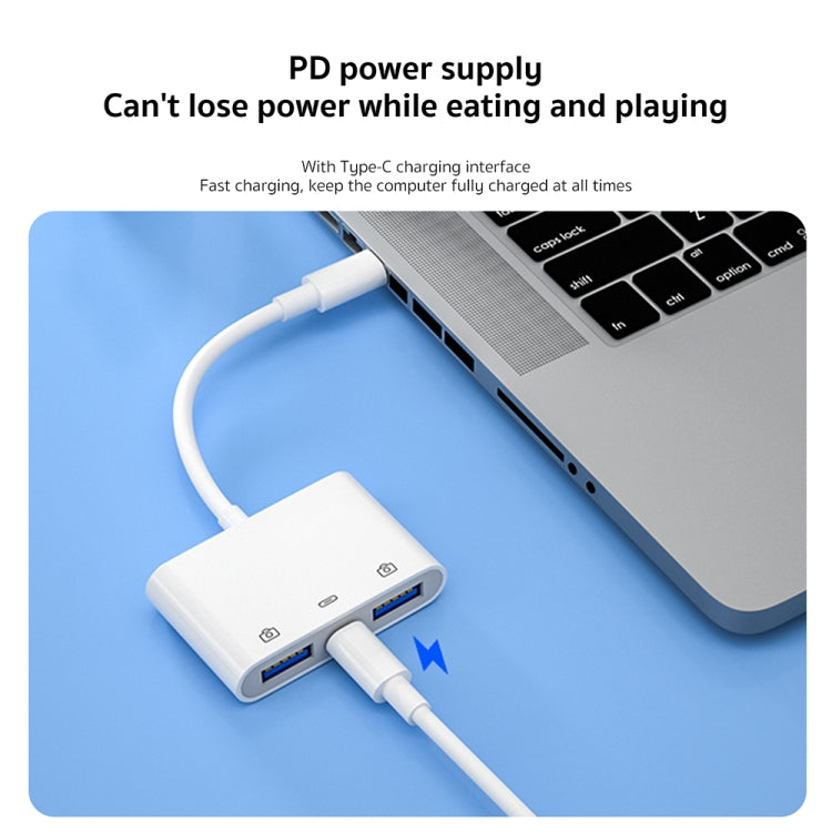 محول كاميرا S-202 3 في 1 USB-C / Type-C ذكر إلى Type-C + 2 × USB أنثى، S-202