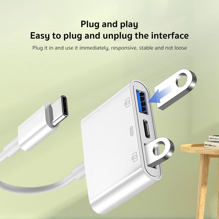 محول كاميرا S-202 3 في 1 USB-C / Type-C ذكر إلى Type-C + 2 × USB أنثى، S-202