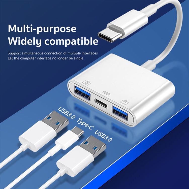 محول كاميرا S-202 3 في 1 USB-C / Type-C ذكر إلى Type-C + 2 × USB أنثى، S-202