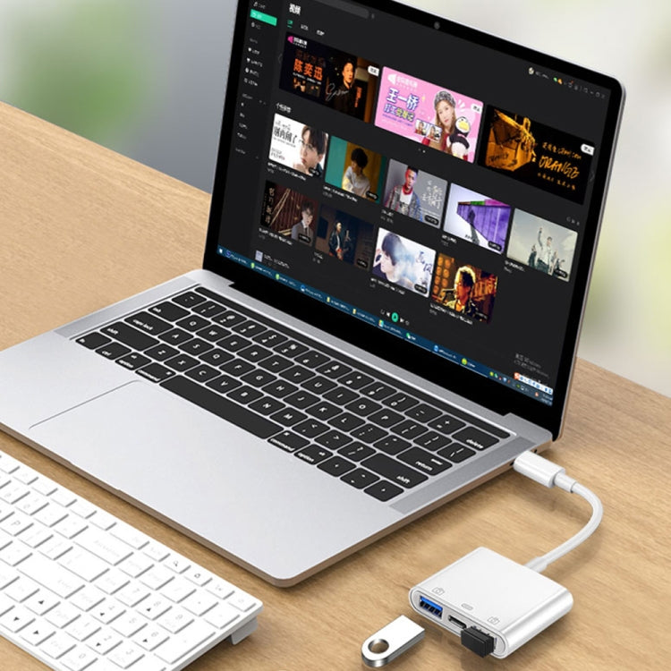 محول كاميرا S-202 3 في 1 USB-C / Type-C ذكر إلى Type-C + 2 × USB أنثى، S-202