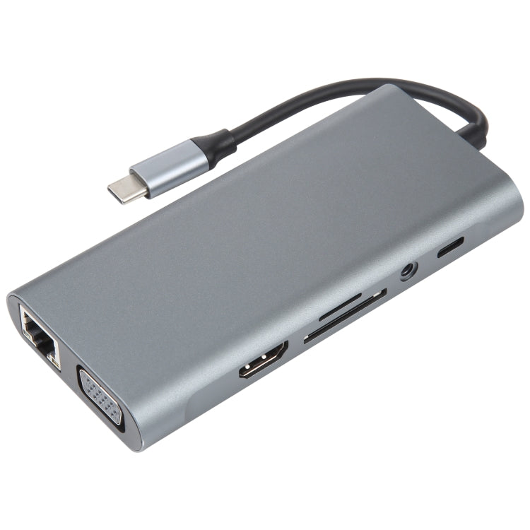 محطة إرساء HUB محول USB-C / Type-C إلى USB 11 في 1 (منفذ شبكة 1000M)، منفذ شبكة 1000M