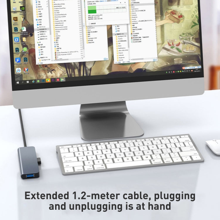 محول HUB 4 في 1 من USB إلى USB3.0x4، طول الكابل: 1.2م، BYL-2013U3 12سم