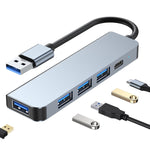 محول HUB 5 في 1 من USB إلى USB3.0+USB2.0x3+USB-C / Type-C، طول الكابل: 10سم، BYL-2301U