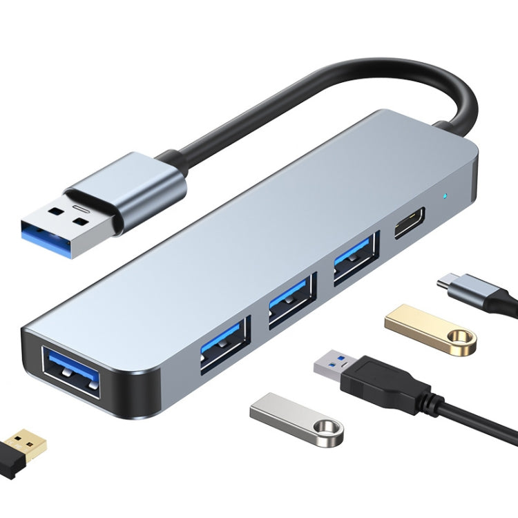 محول HUB 5 في 1 من USB إلى USB3.0+USB2.0x3+USB-C / Type-C، طول الكابل: 10سم، BYL-2301U