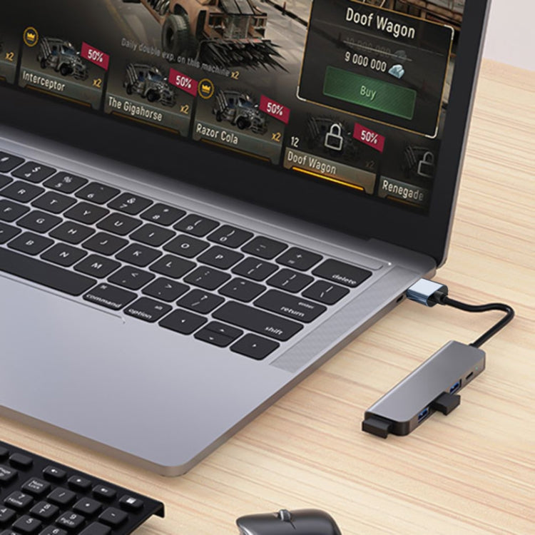 محول HUB 5 في 1 من USB إلى USB3.0+USB2.0x3+USB-C / Type-C، طول الكابل: 10سم، BYL-2301U