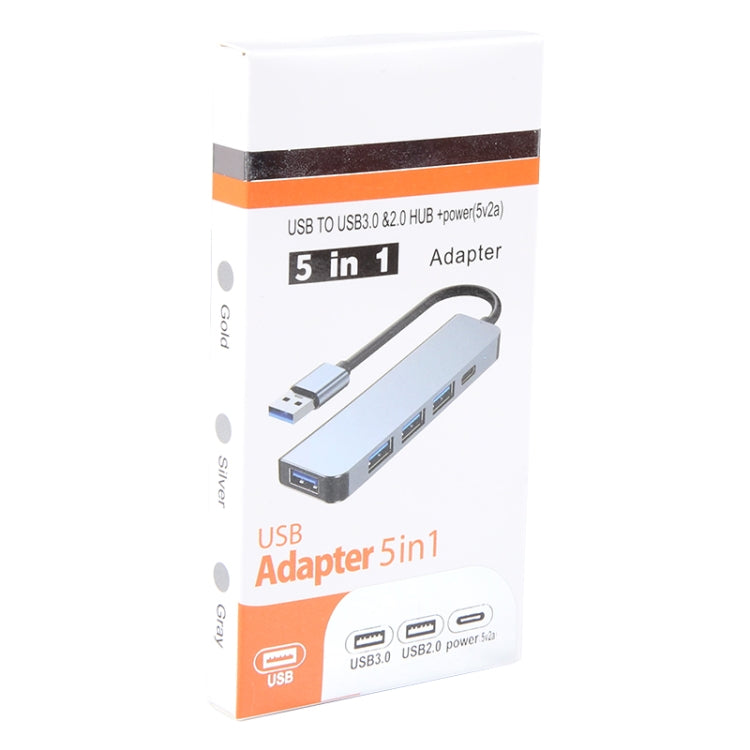 محول HUB 5 في 1 من USB إلى USB3.0+USB2.0x3+USB-C / Type-C، طول الكابل: 10سم، BYL-2301U