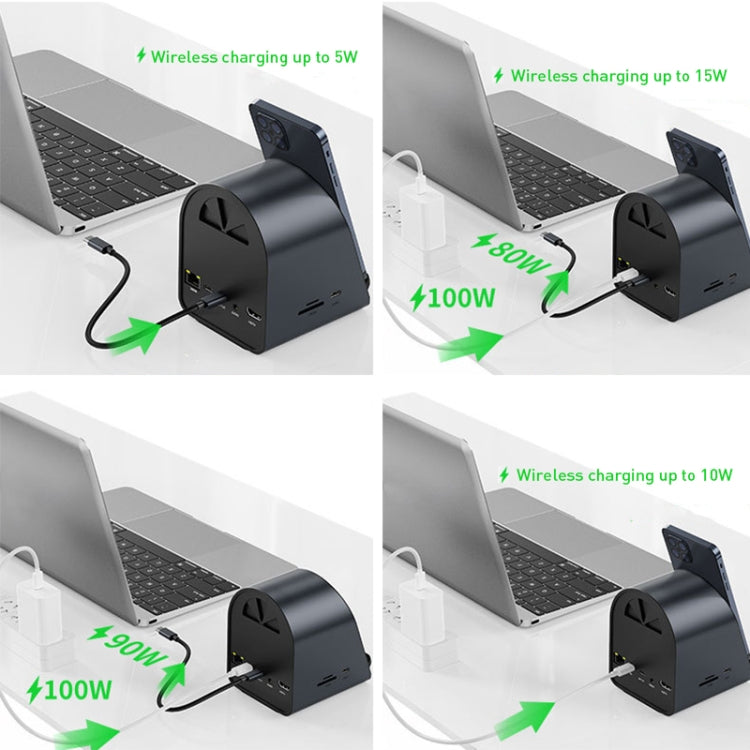 محول HUB BYL-2211 10 في 1 USB-C / Type-C، يدعم شاحن الهاتف، BYL-2211