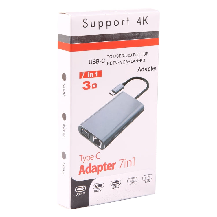 محول محطة إرساء USB BYL-2111U3 7 في 1 USB-C / Type-C إلى USB، BYL-2111U3