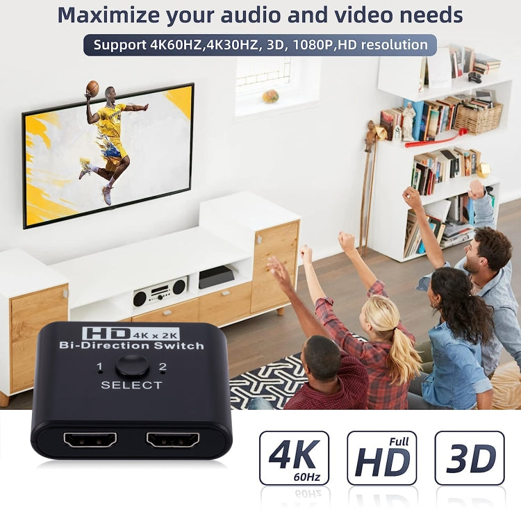 مفتاح HDMI ثنائي الاتجاه 2 في 1 فيديو HD 4K، SL