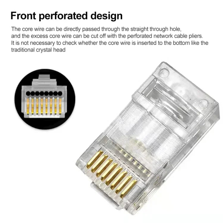 100 قطعة موصل RJ45 محمي Cat5e تمرير مباشر، Cat5e محمي تمرير مباشر