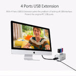 موزع USB 3.0 عالي السرعة من ORICO A3H4 بأربعة منافذ من الألمنيوم مع مزود طاقة 12V/2.5A لأجهزة اللابتوب، 4 منافذ (فضي)