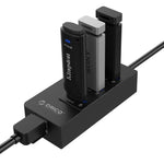 موزع USB3.0 من ORICO HR01-U3 من مادة ABS مع 3 منافذ ومحول شبكة إيثرنت جيجابت RJ45 خارجي بسرعة 5 جيجابت في الثانية لأجهزة اللابتوب / الكمبيوتر المكتبي / ألترا بوك وغيرها