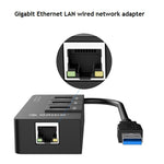 موزع USB3.0 من ORICO HR01-U3 من مادة ABS مع 3 منافذ ومحول شبكة إيثرنت جيجابت RJ45 خارجي بسرعة 5 جيجابت في الثانية لأجهزة اللابتوب / الكمبيوتر المكتبي / ألترا بوك وغيرها