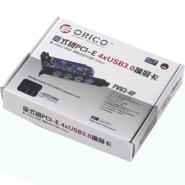 بطاقة PCI Express من ORICO PVU3-4P مع 4 منافذ USB3.0 للكمبيوتر المكتبي، 4 منافذ USB3.0