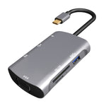 محطة إرساء متعددة الوظائف V217E 7 في 1 نوع C / USB-C إلى PD + HDMI + VGA + USB3.0 + UB2.0 + SD / TF، نوع-C / USB-C HUB، PD+HDMI+VGA+USB3.0+UB2.0+SD / TF