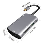 محطة إرساء متعددة الوظائف V217E 7 في 1 نوع C / USB-C إلى PD + HDMI + VGA + USB3.0 + UB2.0 + SD / TF، نوع-C / USB-C HUB، PD+HDMI+VGA+USB3.0+UB2.0+SD / TF