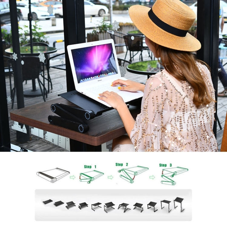 تمديد حامل مكتب محمول قابل للطي وقابل للتعديل بزاوية 360 درجة من سبيكة الألمنيوم للابتوب / الدفتر، بدون مراوح وحدة المعالجة المركزية ولوحة ماوس، بدون مراوح وحدة المعالجة المركزية ولوحة ماوس