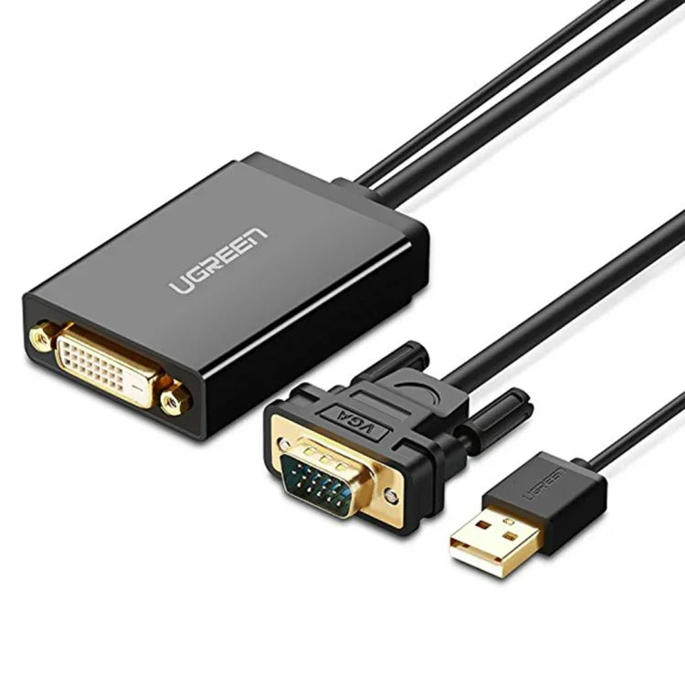 كابل محول UGREEN MM119 1080P Full HD من VGA إلى DVI (24+1) ذكر إلى أنثى لأجهزة الكمبيوتر، الحاسوب المحمول، HDTV، جهاز العرض، بطاقة الرسومات DVD والمزيد من الأجهزة الممكّنة لـ VGA / DVI، طول الكابل: 50سم