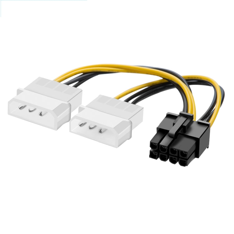 كابل طاقة بطاقة رسومات PCI إكسبريس بشكل Y بطول 18 سم، 8 دبابيس إلى مزدوج 4 دبابيس مولكس، 8 دبابيس أنثى إلى مزدوج 4 دبابيس ذكر