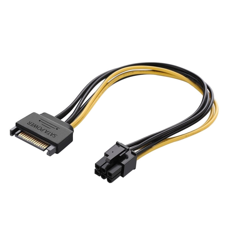 كابل طاقة ساتا 15 دبوس إلى 6 دبوس PCI إكسبريس لبطاقة فيديو رسومات بطول 20 سم، ساتا 15 دبوس إلى 6 دبوس أنثى