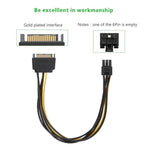 كابل طاقة ساتا 15 دبوس إلى 6 دبوس PCI إكسبريس لبطاقة فيديو رسومات بطول 20 سم، ساتا 15 دبوس إلى 6 دبوس أنثى