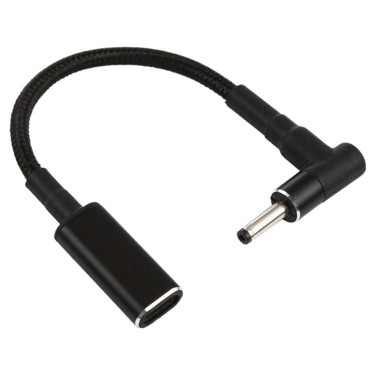كابل محول PD 100 واط 18.5-20 فولت 3.0 × 1.0 مم كوع إلى USB-C / تايب-C مضفر نايلون، 3.0 × 1.0 مم